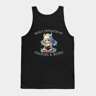 Easily Distracted By Dragons And Books Introvert Shirt Tank Top